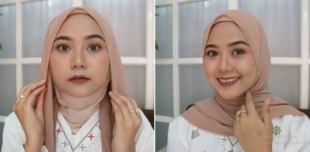 Tutorial Hijab Segi Empat untuk Wajah Bulat Agar Terlihat Tirus